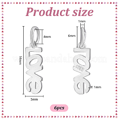 6Pcs 925 Sterling Silver Word Love Charms&nbsp;STER-PH0003-14