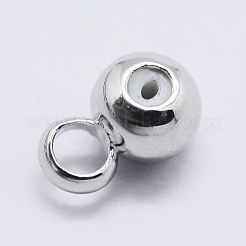 真鍮チューブベイル  ループベイル  ゴム入り  ロンデル  保釈ビーズ  スライダービーズ  プラチナ  4.5x3x2.5mm  穴：1mm&nbsp;KK-K203-A-07P