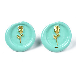 Flat Round with Rose Flower Stud Earrings for Women&nbsp;EJEW-N046-015-NR