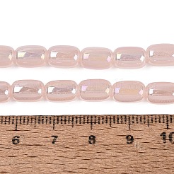 電気メッキジェイド風ガラスビーズ連売り  ナツメ  ABカラーメッキ  ピンク  9x6mm  穴：0.6~0.8mm  約41~44個/連  14.57~15.55インチ（37~39.5cm）&nbsp;LS-EGLA-Q132-03B-B02