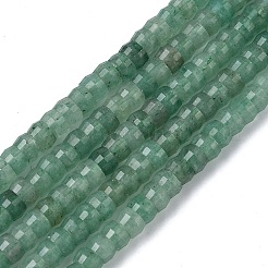天然グリーンアベンチュリンヒシビーズ連売り  多面カット  ロンデル  4x2mm  穴：1mm  約161個/連  14.76''（37.5センチメートル）&nbsp;G-A299-A01-01
