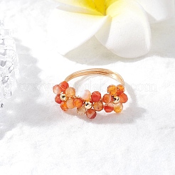 天然宝石リング4個  花  花：9x22mm  内径：18mm&nbsp;RJEW-TA00198