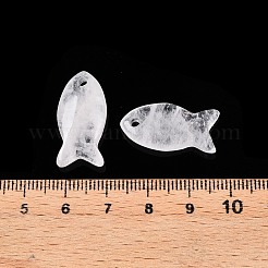 天然石クオーツクリスタルペンダント  ロッククリスタルの魚のチャーム  23.5~24.5x12x5~6mm  穴：2mm&nbsp;G-N342-106P