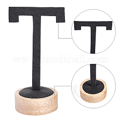 マイクロファイバークロスイヤリングディスプレイ  木製イヤリングディスプレイスタンドセット付き  ブラック  5x6.2x8.7cm&nbsp;EDIS-WH0009-11