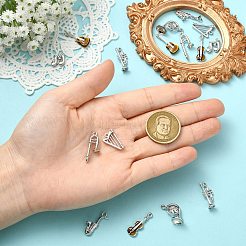 16個 8スタイル 合金楽器ペンダント  ラインストーン＆エナメル  プラチナ  12~25x8~15x3~6mm  穴：1.4~2mm  2個/スタイル&nbsp;FIND-CJ0005-56P