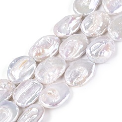 天然有核バロックケシパールビーズ連売り  オーバル  貝殻色  14~35x9~28x3~10mm  穴：0.5~0.7mm  約16~21個/連  14.57~15.75インチ（37~40cm）&nbsp;PEAR-S022-B-01