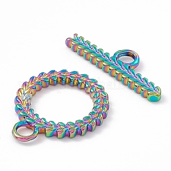 イオンプレーティング（IP）304ステンレススチールマンテル  リング  虹色  リング：18x15x1.5mm  穴：2.5mm  9.5mm内径  バー：6x20x1.5mm  穴：2.5mm&nbsp;STAS-G299-03M
