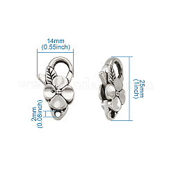 合金製カニカン  花  アンティークシルバー  25x14mm  穴：2mm&nbsp;PALLOY-KS0001-02