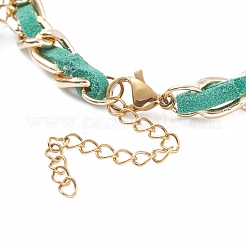 Christmas Candy Cane & Reindeer & Moon Alloy Charm Bracelet with Glass Beads&nbsp;BJEW-TA00090-01