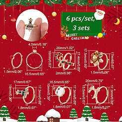 18Pcs 6 6 Style Santa Claus & Christmas Tree & Flower & Deer & Candy Cane Enamel Adjustable Rings Set&nbsp;RJEW-NB0001-03