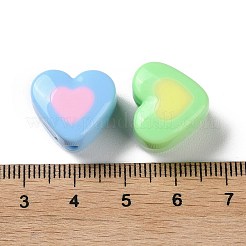 ツートンの不透明アクリルビーズ  ハート  10x17x11mm  穴：2.2mm  約243個/500g&nbsp;SACR-I005-10C
