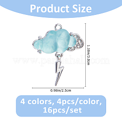 16色合金ラインストーンペンダント4個。  樹脂と  雲  ミックスカラー  30x25mm  4個/カラー&nbsp;RB-FH0001-12
