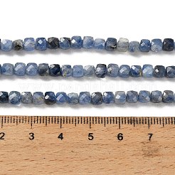 天然石カヤナイトビーズ連売り  多面カット  キューブ  4~5x4~5x4~5mm  穴：1mm  約95~96個/連  15.16''（38.5センチメートル）&nbsp;G-A316-A01-01