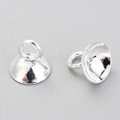 201 ステンレススチールビーズキャップペンダントベイル  グローブガラスバブルカバーペンダント用  銀  7x8mm  穴：3mm&nbsp;X-STAS-G224-24S-02