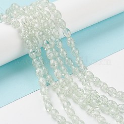 透明クラックルガラスビーズ連売り  オーバル  甘露  8x5.5~6mm  穴：1mm  約100個/連  31.4インチ&nbsp;X-DGLA-S085-6x8-01