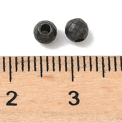 レトロ316サージカルステンレススチールスペーサービーズ  多面カット  ラウンド  アンティークシルバー  4mm  穴：1.5mm&nbsp;STAS-L307-07AS
