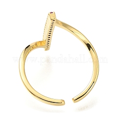 Rack Plating Brass Micro Pave Cubic Zirconia Open Cuff Rings for Women&nbsp;RJEW-M022-03G