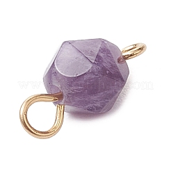 Faceted Natural Mixed Gemstone Star Cut Round Connector Charms&nbsp;PALLOY-JF02722-01