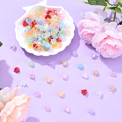 160個 8色 6枚の花びら模造ゼリーアクリルビーズキャップ  ABカラーメッキ  花  ミックスカラー  11.5x10.5x8.5mm  穴：1.4mm  20個/カラー&nbsp;JACR-YW0001-02