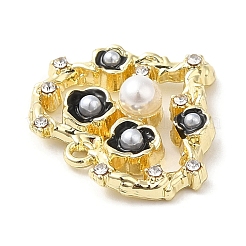 スプレープリント合金ペンダント  CCBパール入りガラス  心でくり抜く  ゴールドカラー  17x19.5x5mm  穴：1mm&nbsp;LS-PALLOY-D019-11G-02