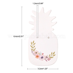 厚紙のピアスディスプレイカード  パイナップル  ホワイト  64x32x0.3mm  穴：1.2mm&nbsp;CDIS-L003-B02-A