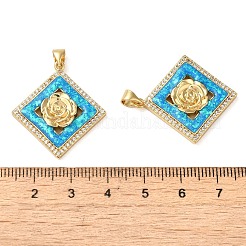 Rack Plating Brass Micro Pave Cubic Zirconia Pendants&nbsp;KK-P268-11D-G