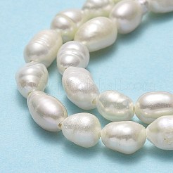 天然養殖淡水パールビーズ連売り  ライス  リネン  6.5~8x4~5mm  穴：0.7mm  約54個/連  13.39''（34センチメートル）&nbsp;PEAR-J006-14A-01