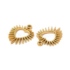 イオンプレーティング（IP）304ステンレスペンダント  ハートチャーム  ゴールドカラー  20x16x1.5mm  穴：1.6mm&nbsp;STAS-E182-11G