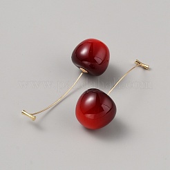 3D Red Cherry Resin Dangle Stud Earrings&nbsp;EJEW-SZC0002-011