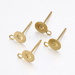 Brass Stud Earring Findings&nbsp;X-KK-K225-02B-G