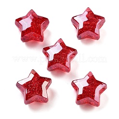 UVメッキアクリル製ヨーロピアン大穴ビーズ  クリスマステーマ  グリッターパウダー  スター  ミックスカラー  21x22x13mm  穴：4mm&nbsp;OACR-S142-02