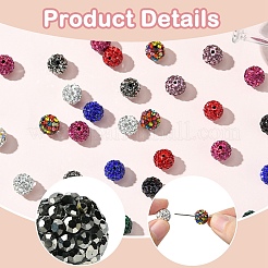 50Pcs 10 Colors Pave Disco Ball Beads&nbsp;FIND-YW0005-51