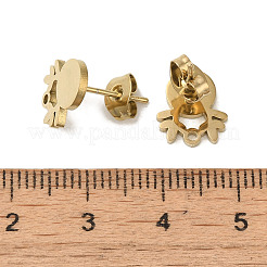 イオンプレーティング（IP）304ステンレススチールスタッドピアス金具  枝角  ゴールドカラー  10.5x9mm  穴：1.2mm  ピン：0.7x11mm&nbsp;STAS-I206-09G