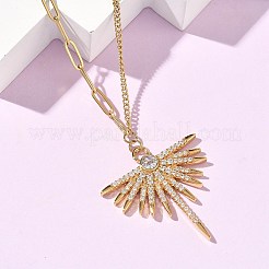 304 Stainless Steel Micro Pave Clear Cubic Zirconia Pendant Necklaces for Women&nbsp;NJEW-Z103-01G-06