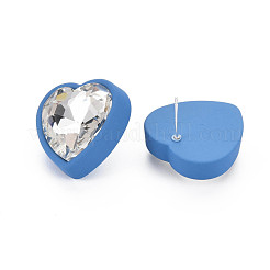 Crystal Rhinestone Heart Stud Earrings with 925 Sterling Silver Pins for Women&nbsp;MACR-S275-038A