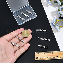蝶結び真鍮製クリアキュービックジルコニア時計バンド留め金8個  プラチナ  33x5.5x4mm  穴：3x3mm&nbsp;ZIRC-PH0001-55P