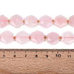 天然石ローズクォーツビーズ連売り  多面カット六角形  シードビーズで  11.5~12.5x13~14x4~5.5mm  穴：1~1.2mm  約26~28個/連  14.37~15.75インチ（36.5~40cm）&nbsp;G-N368-01A-15