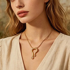 Brass Micro Pave Clear Cubic Zirconia U Shape Pendant 304 Stainless Steel Round Snake Chain Necklaces for Women&nbsp;CU-CBAA1FE-02G