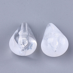 アクリルビーズ  天然石風  ティアドロップ  クリア＆ホワイト  25.5x17.5mm  穴：2mm  約140個/500g&nbsp;OACR-S028-038