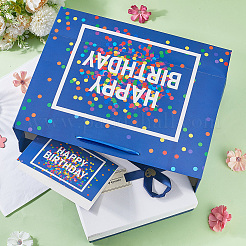 Happy Birthday Rectangle Paper Gift Tote Bags&nbsp;ABAG-WH20001-15B