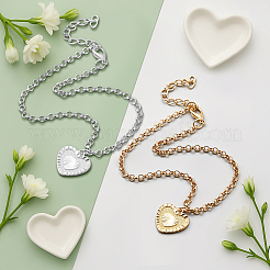 4Pcs 2 Colors Engraved Alloy Heart Pendant Iron Chain Anklets&nbsp;AJEW-HY0002-63