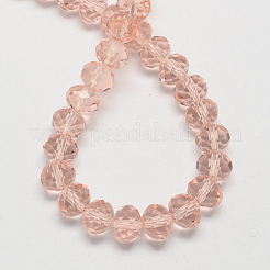 ライトサーモンイミテーションオーストリアクリスタルファセットガラスロンデルビーズ  14x10mm  穴：1mm  約60個/連&nbsp;X-G02YI0F5