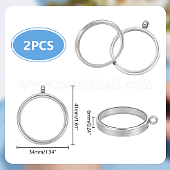2Pcs 304 Stainless Stee Locket Pendants&nbsp;FIND-UN0016-55A