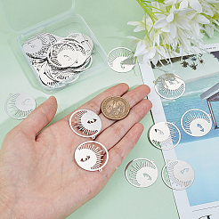 201 ステンレススチール製フィリグリーペンダント  エッチングされた金属装飾  目で鳴る  ステンレス鋼色  32.5x30x0.3mm  穴：1.2mm  60個/箱&nbsp;STAS-DC0010-89