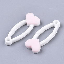 不透明樹脂ペンダント  ハートのヘアピン  ピンク  36x14x7mm  穴：3mm&nbsp;CRES-N022-69