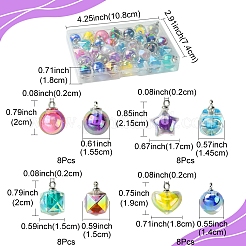 32個 4スタイル ABカラー樹脂ペンダント  プラチナメッキ合金ループ付きボールインボールチャーム  ミックスカラー  19~21.5x15~18x14~15.5mm  穴：2mm&nbsp;RESI-FS0001-84