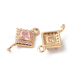 Brass Micro Pave Clear Cubic Zirconia Rhombus Links Connector Charms&nbsp;KK-C062-004G