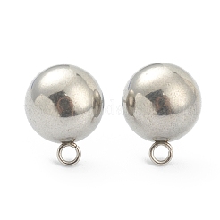 変色しない202ステンレススチールスタッドピアス金具  カン付き  半円  ステンレス鋼色  12.5x10mm  穴：1.5mm  ピン：0.8mm&nbsp;STAS-F266-18E-P