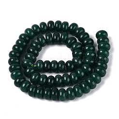 天然石ホワイトジェイドビーズ連売り  滑らかなロンデル  染め  グリーン  10~10.5x5.5~6mm  穴：0.7~1.2mm  約61~69個/連  14.37~15.55インチ（36.5~39.5cm）&nbsp;G-Q613-01F-06