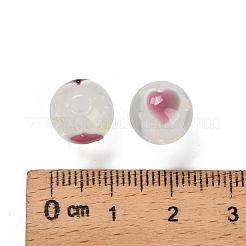 手作りランプワークビーズ  蓄光ビーズ  ハート付きのラウンド  暗闇で光る  ホワイト  10mm  穴：1.8mm&nbsp;LAMP-B030-01C